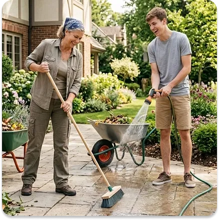 People cleaning floor